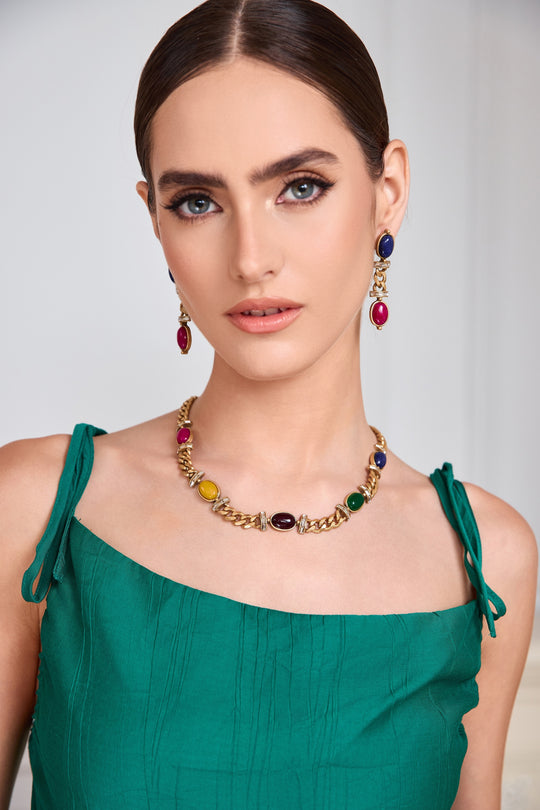 Multicolor natural stone necklace for women