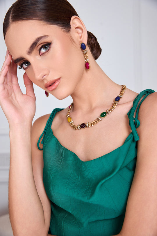 Multicolor natural stone necklace for women