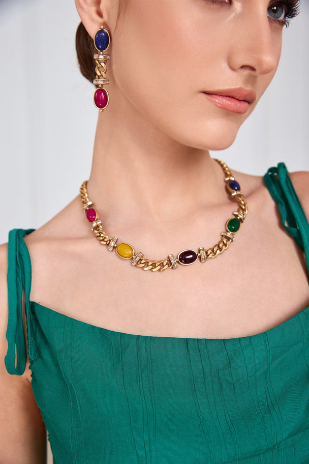 Multicolor natural stone necklace for women