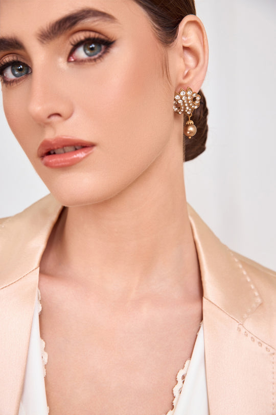 Gold-plated floral stud earrings