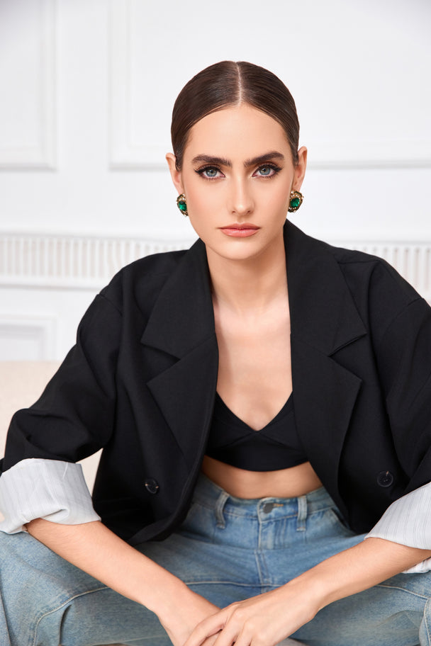 Emerald green rhinestone stud earrings