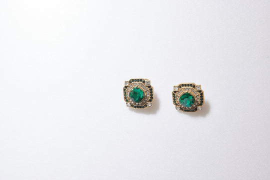 Emerald green rhinestone stud earrings