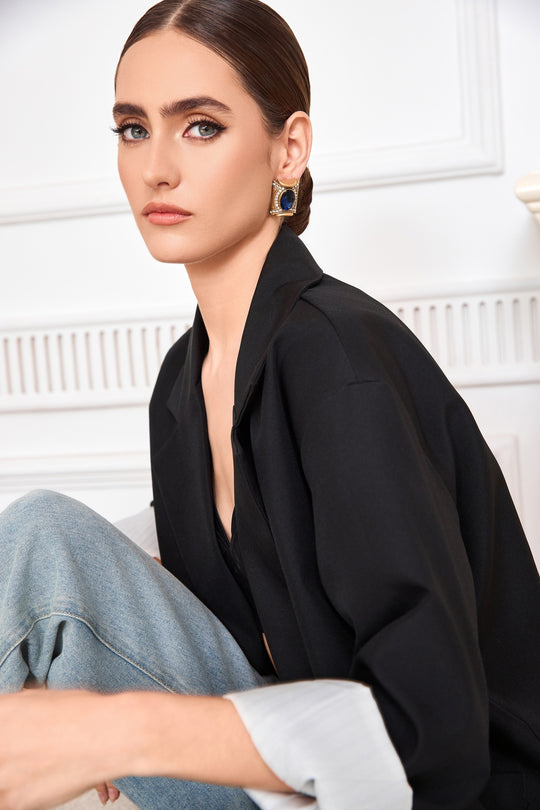 Royal blue rhinestone stud earrings