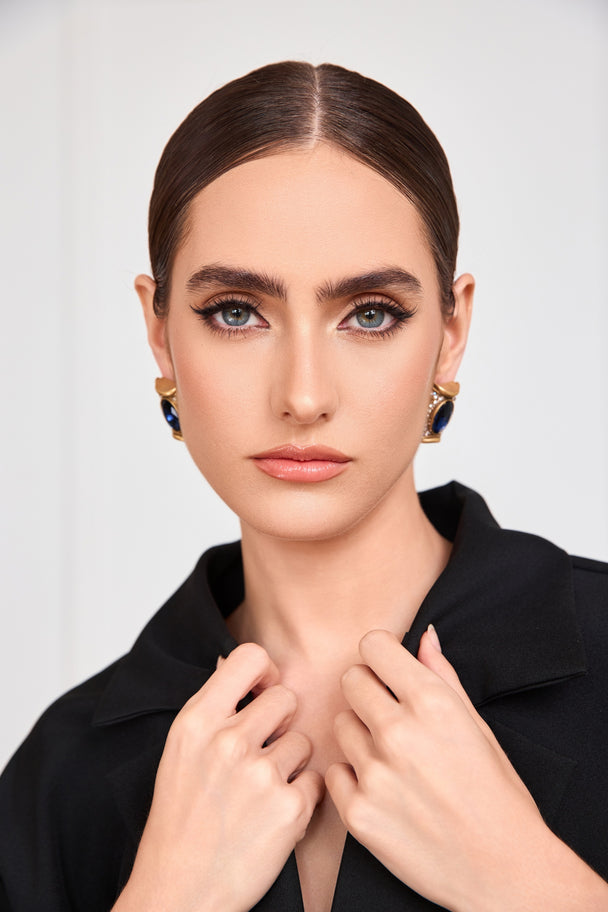 Royal blue rhinestone stud earrings