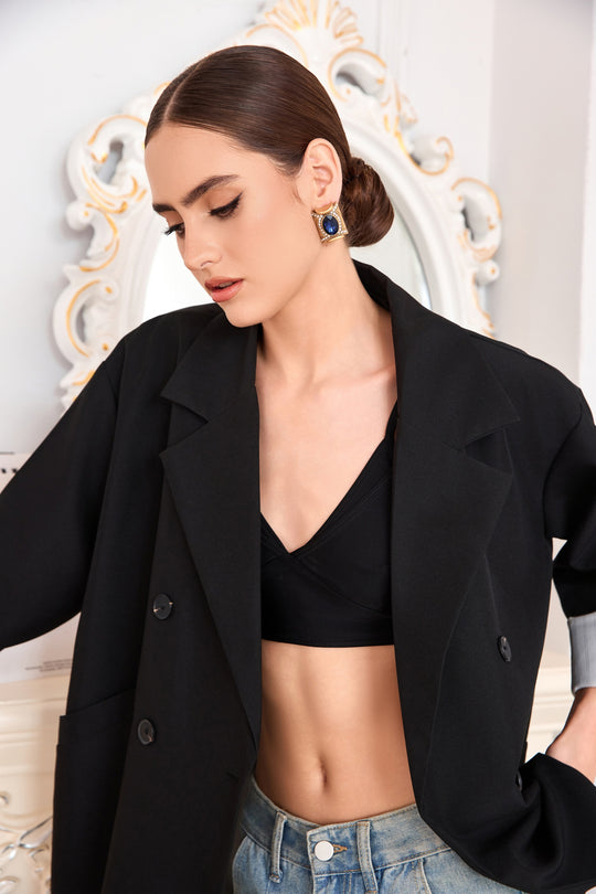 Royal blue rhinestone stud earrings