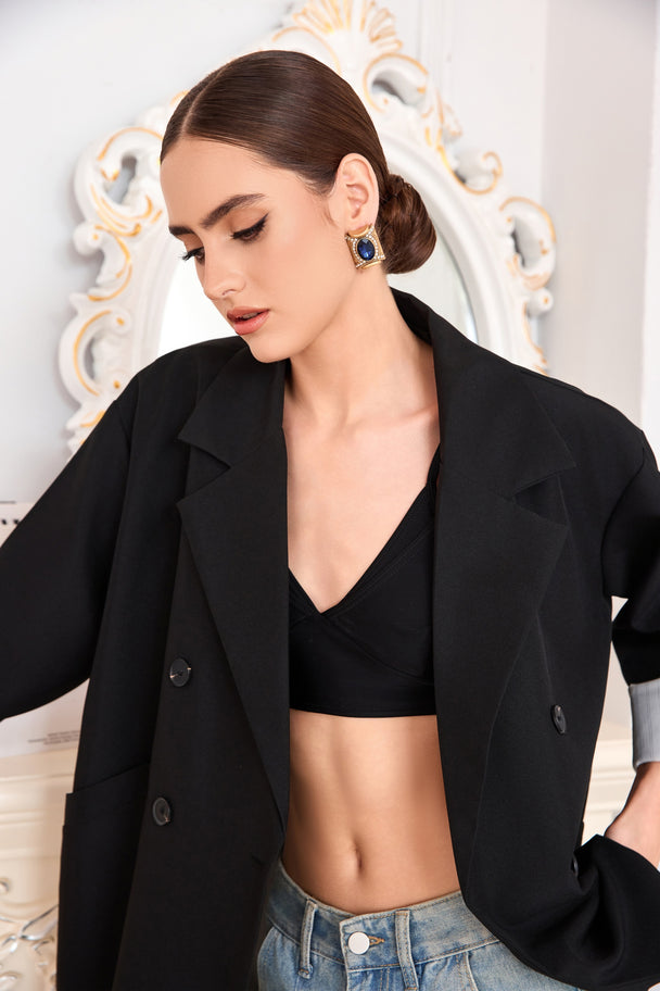 Royal blue rhinestone stud earrings