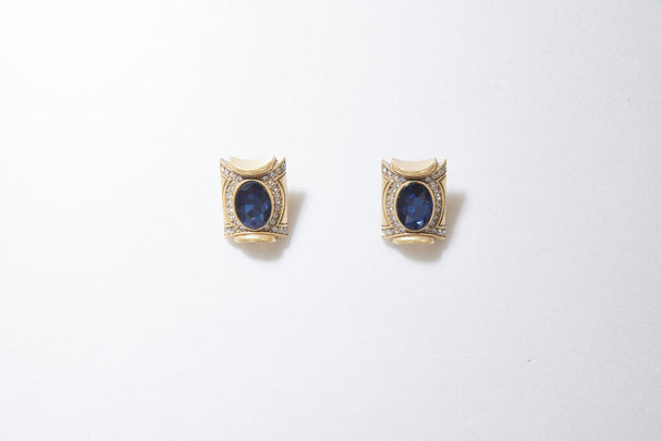 Royal blue rhinestone stud earrings